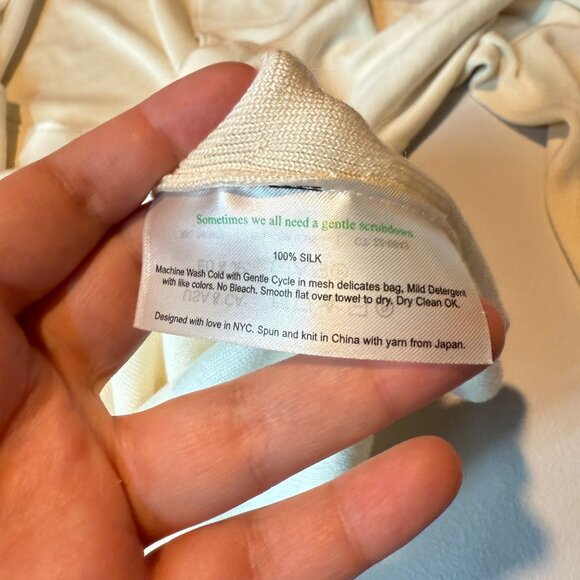 MM Lafleur Women XXL Joy Top Cream Long Sleeve Silk Jersey Knit Wide Neck Shirt - Picture 5 of 9